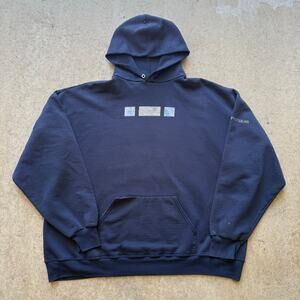 Men's Vintage Y2k Circa Skateboarding Skate Navy Blue Hoodie Sweatshirt Sz 2XL